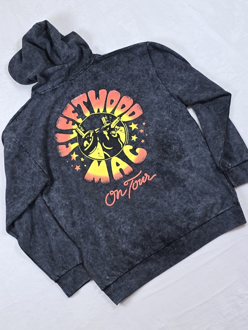 NWT Fleetwood Mac On Tour Penguins Logo Acid Wash Hoodie Vintage Style Sz. M